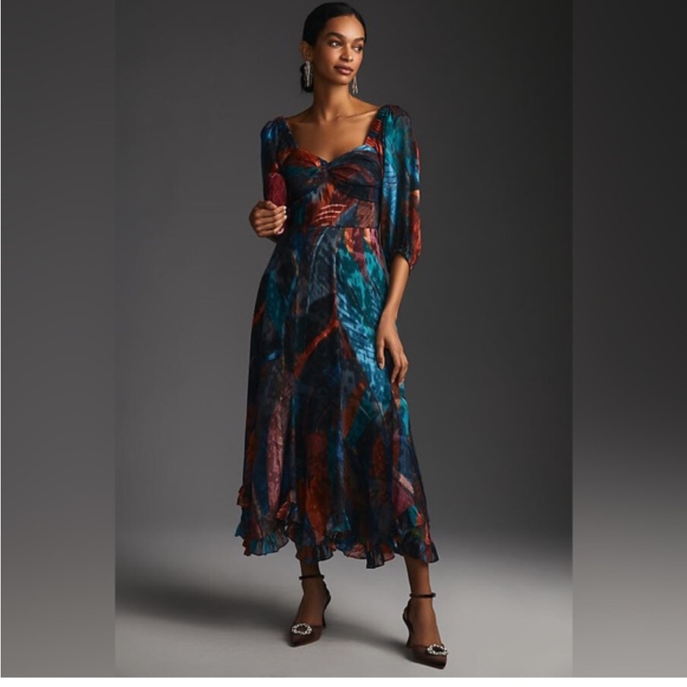 Anthropologie Gorgeous Multi Color Midi Dress